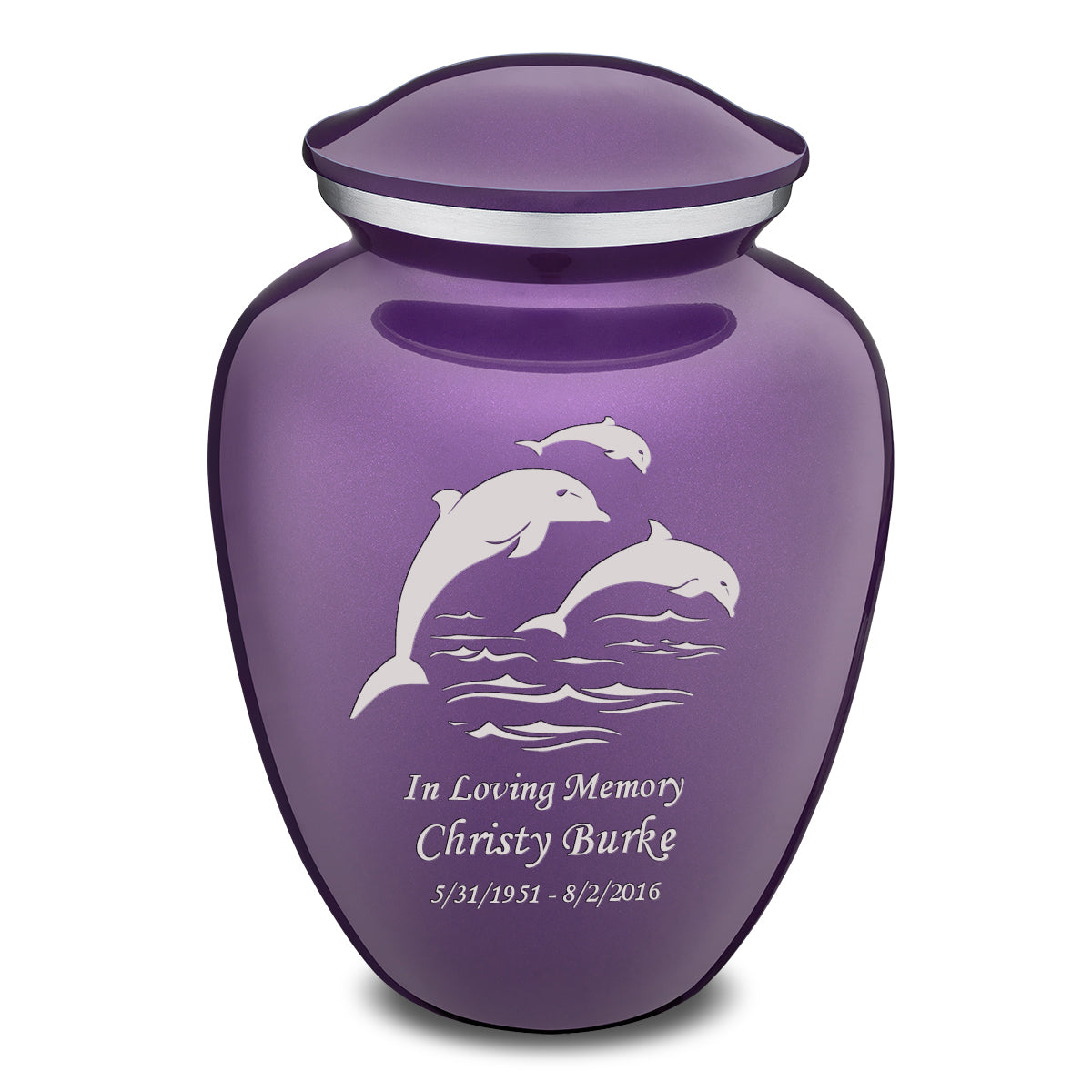 Adult Embrace Purple Dolphins Cremation Urn