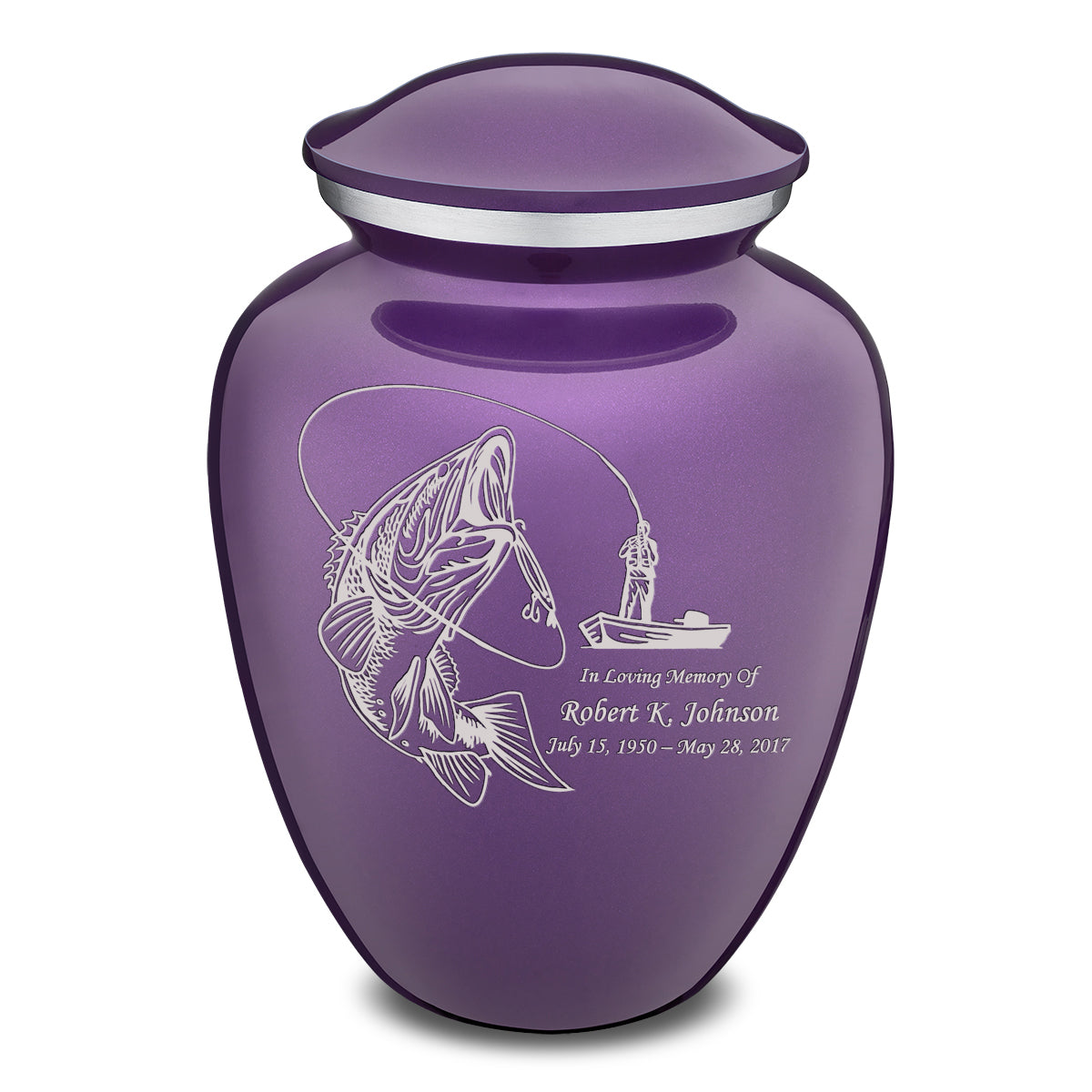 Adult Embrace Purple Fishing Cremation Urn
