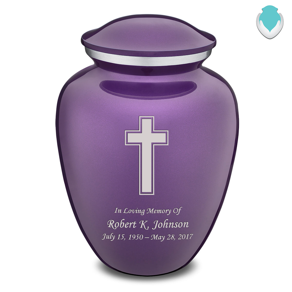 Adult Embrace Purple Simple Cross Cremation Urn