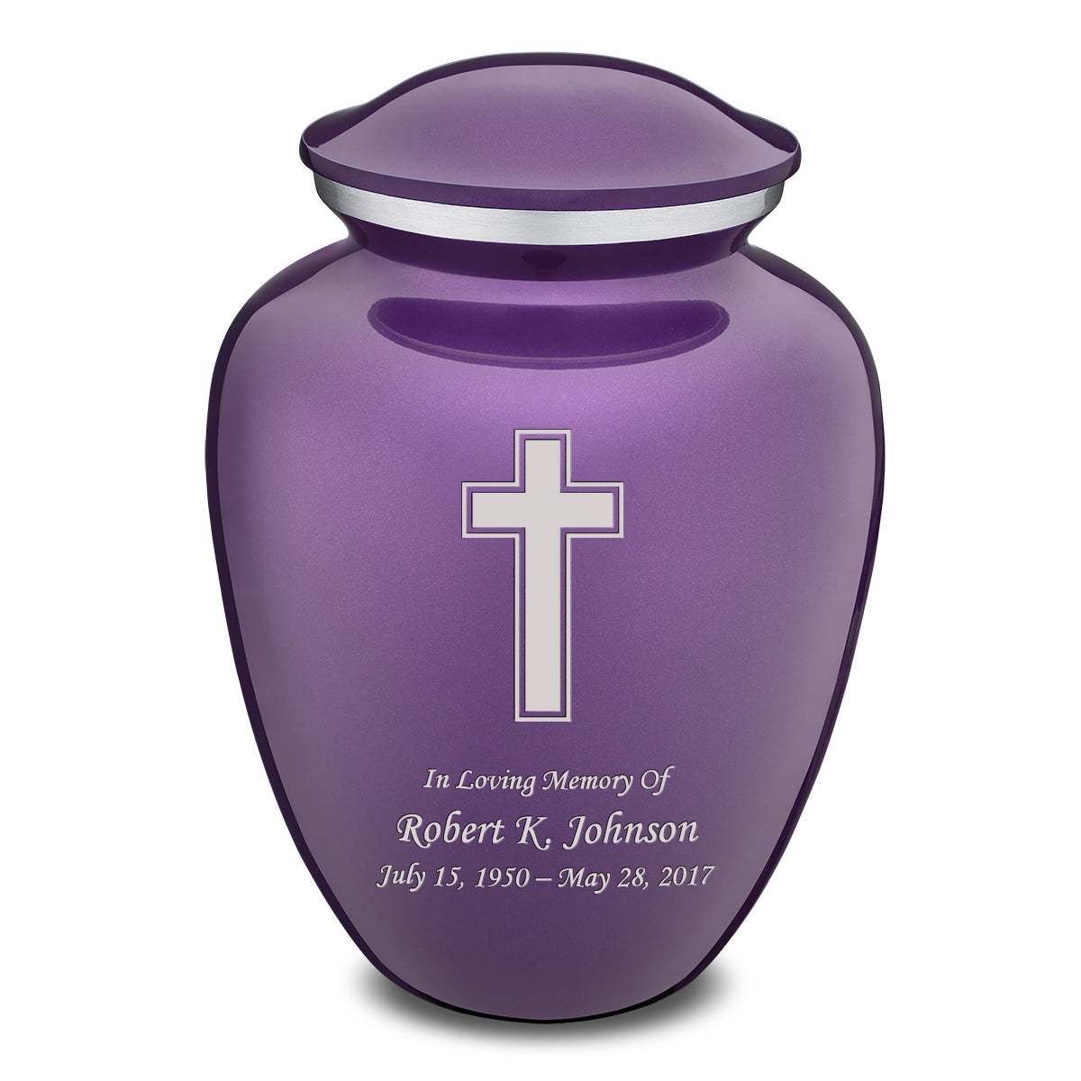 Adult Embrace Purple Simple Cross Cremation Urn