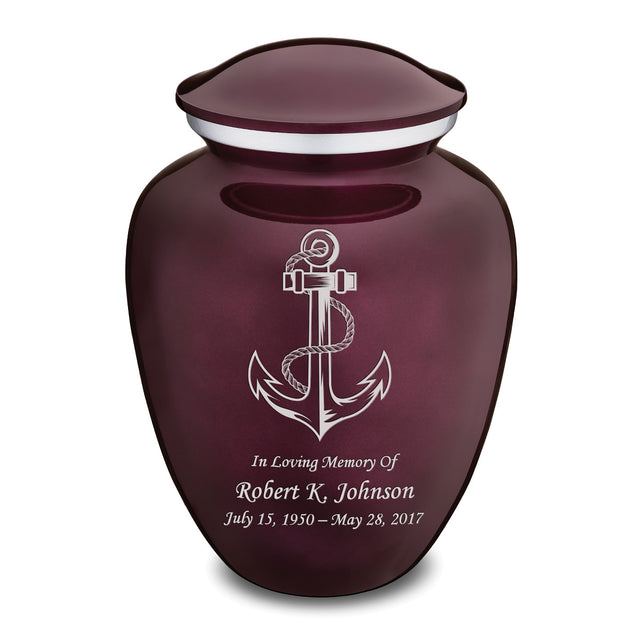 Adult Embrace Cherry Purple Anchor Cremation Urn