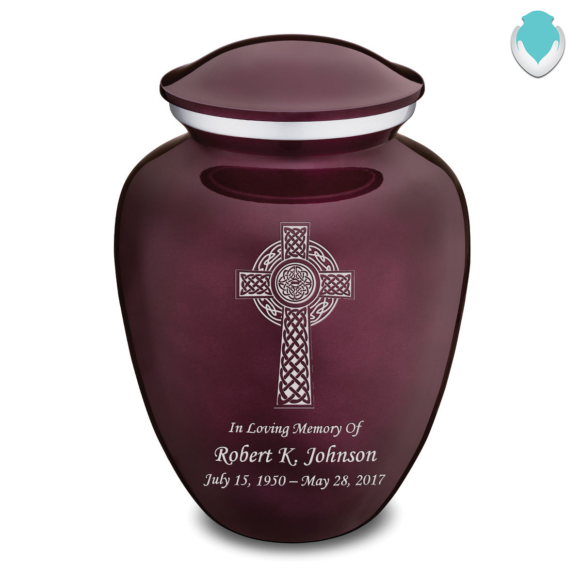 Adult Embrace Cherry Purple Celtic Cross Cremation Urn