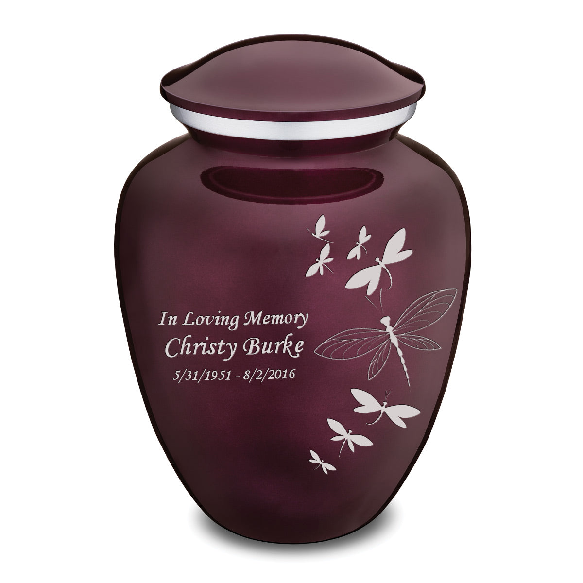 Adult Embrace Cherry Purple Dragonflies Cremation Urn
