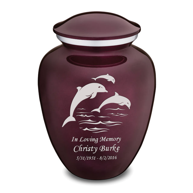 Adult Embrace Cherry Purple Dolphins Cremation Urn