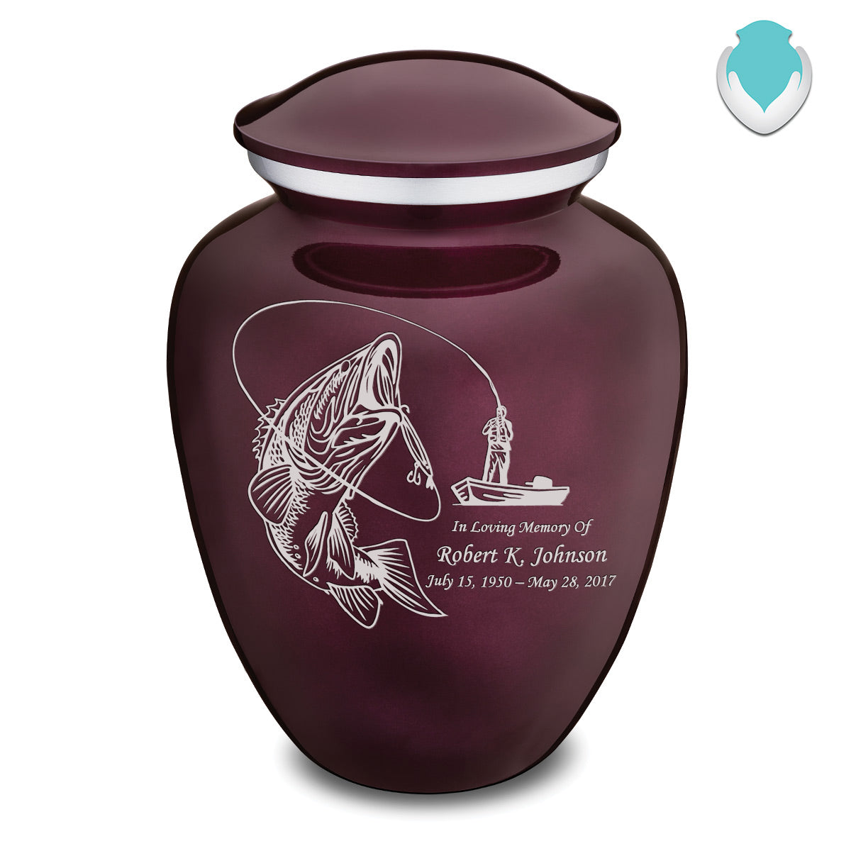 Adult Embrace Cherry Purple Fishing Cremation Urn