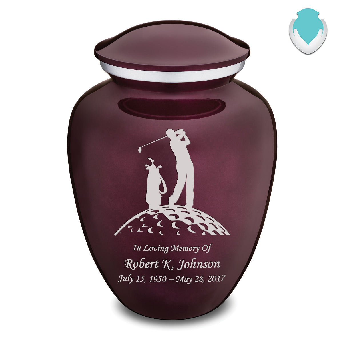 Adult Embrace Cherry Purple Golfer Cremation Urn