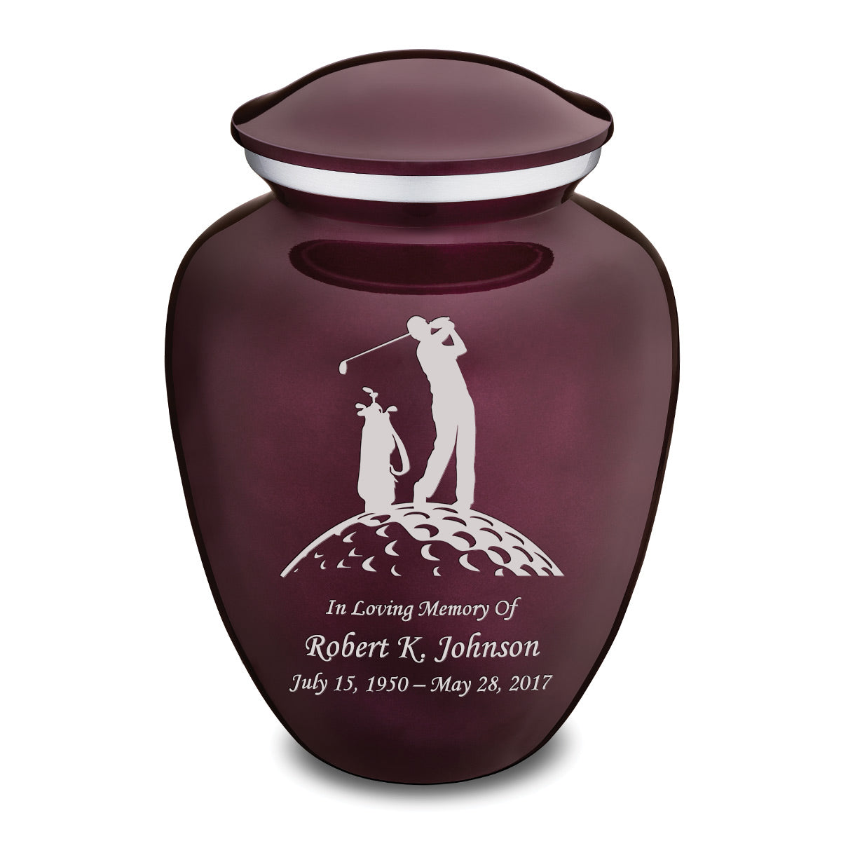 Adult Embrace Cherry Purple Golfer Cremation Urn