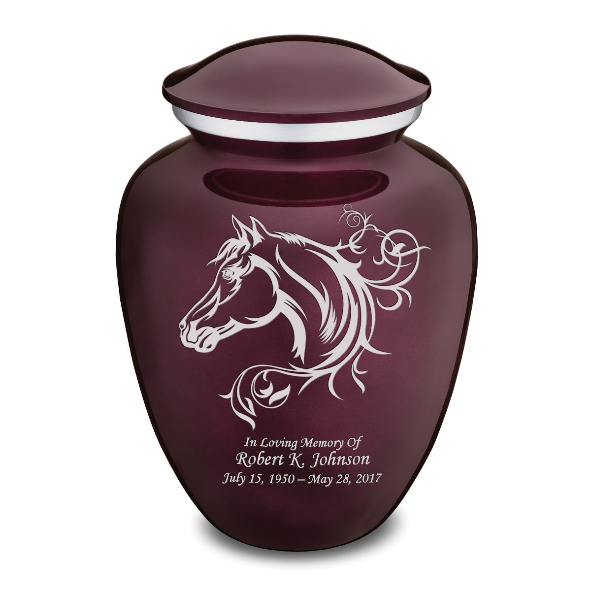 Adult Embrace Cherry Purple Horse Cremation Urn