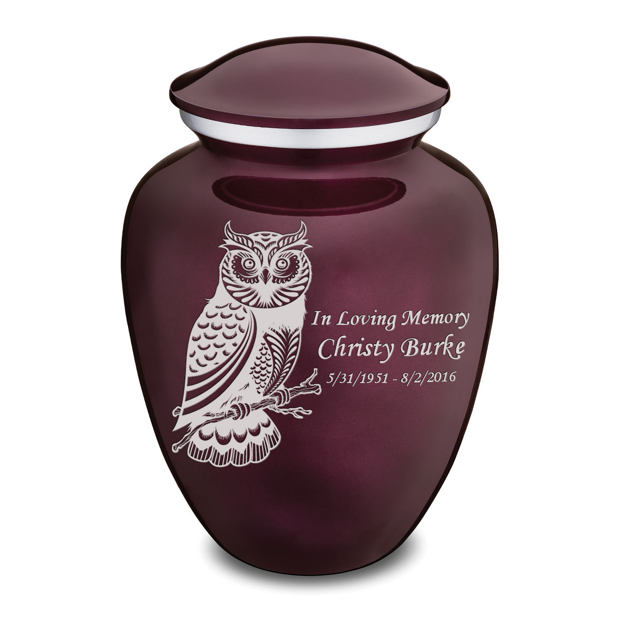 Adult Embrace Cherry Purple Owl Cremation Urn