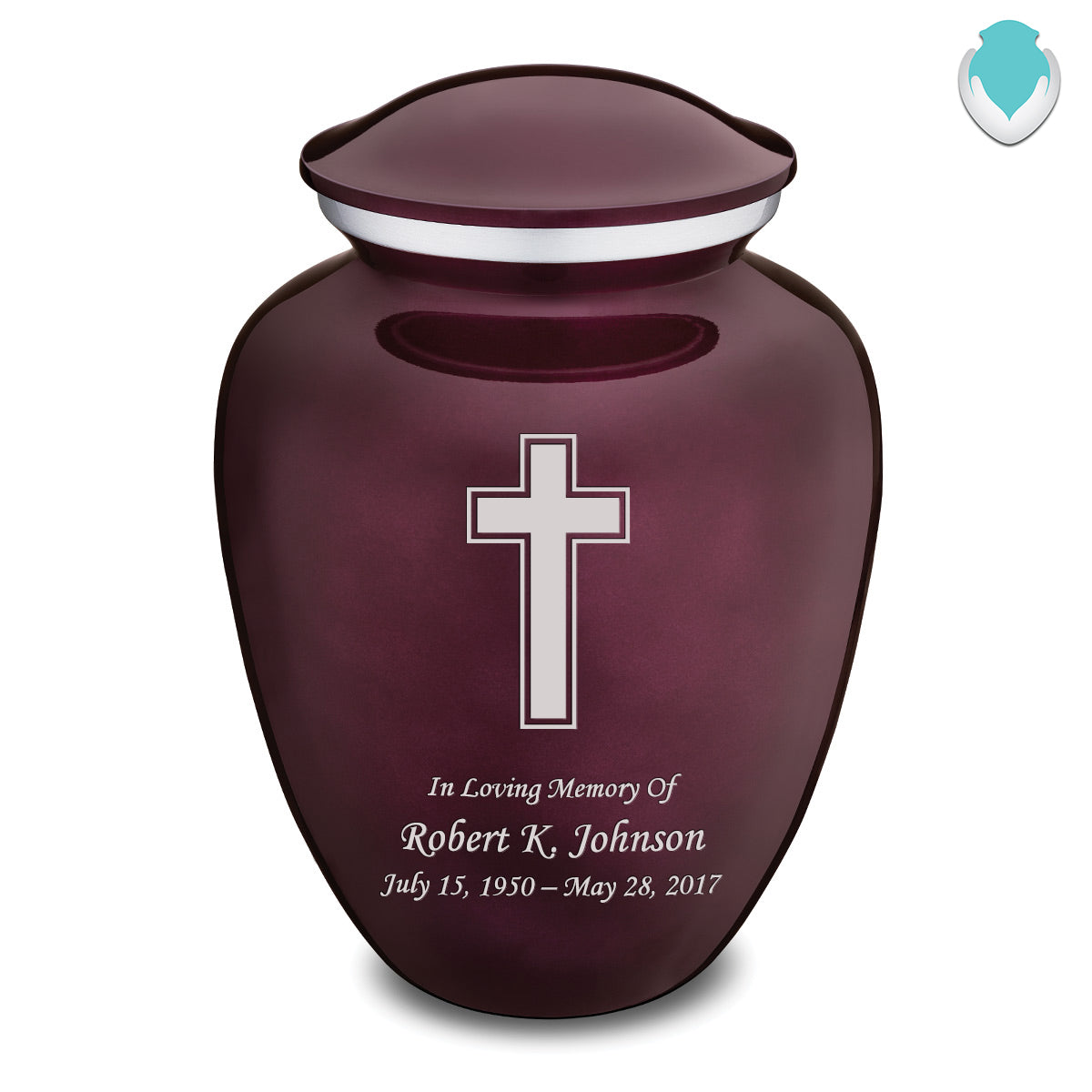Adult Embrace Cherry Purple Simple Cross Cremation Urn