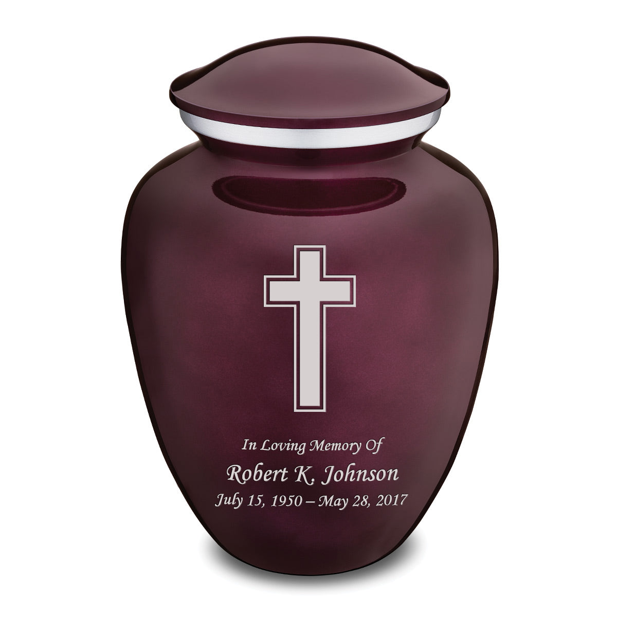 Adult Embrace Cherry Purple Simple Cross Cremation Urn