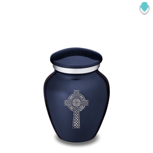 Keepsake Embrace Cobalt Blue Celtic Cross Cremation Urn