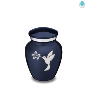 Keepsake Embrace Cobalt Blue Hummingbird Cremation Urn