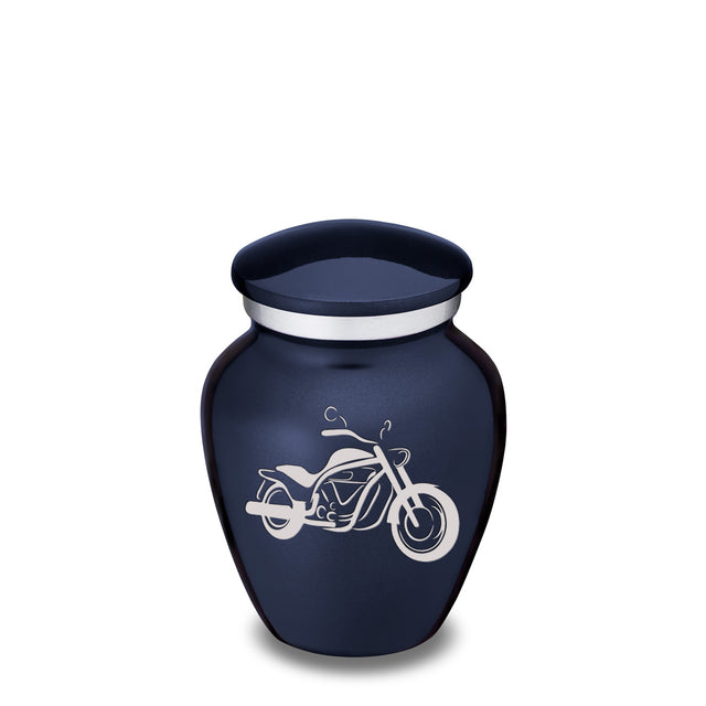 Keepsake Embrace Cobalt Blue Motorcycle Cremation Urn