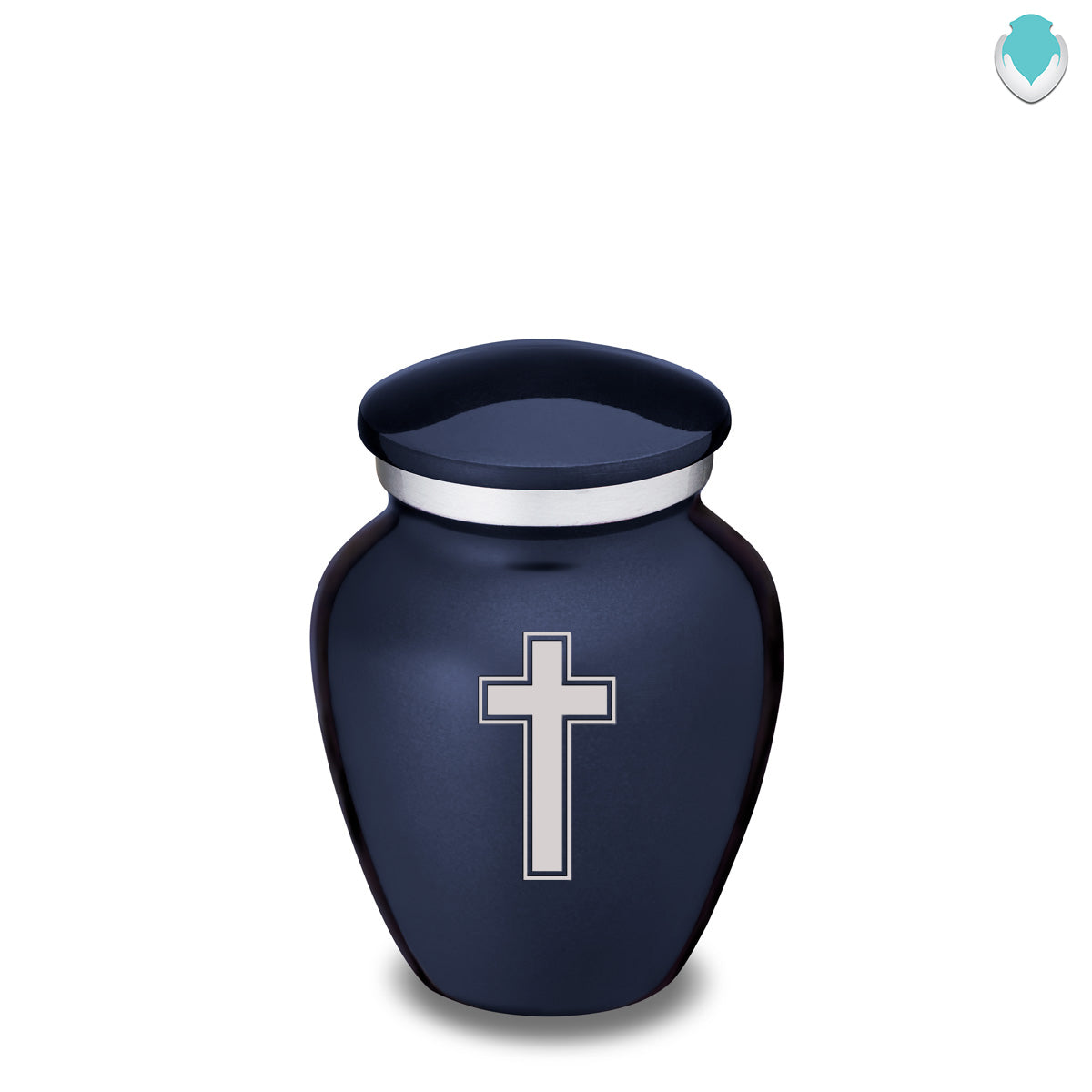 Keepsake Embrace Cobalt Blue Simple Cross Cremation Urn