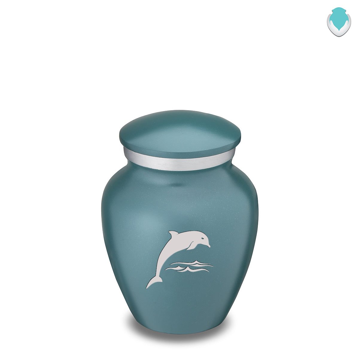 Keepsake Embrace Teal Dolphin Cremation Urn