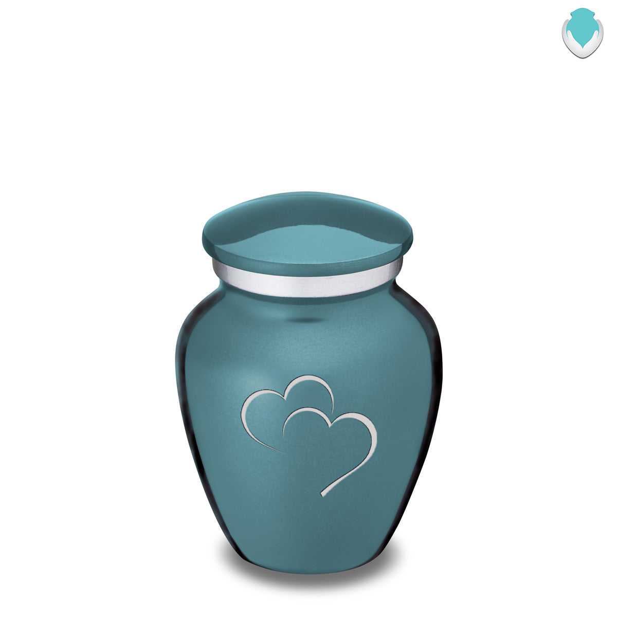 Keepsake Embrace Teal Hearts Cremation Urn