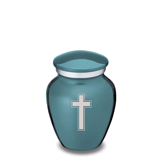 Keepsake Embrace Teal Simple Cross Cremation Urn