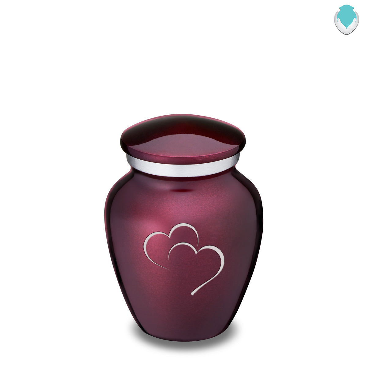 Keepsake Embrace Cherry Purple Hearts Cremation Urn