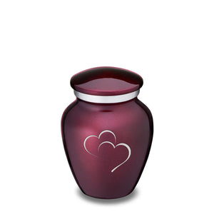 Keepsake Embrace Cherry Purple Hearts Cremation Urn