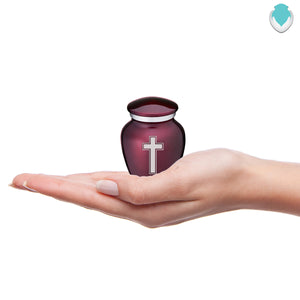 Keepsake Embrace Cherry Purple Simple Cross Cremation Urn
