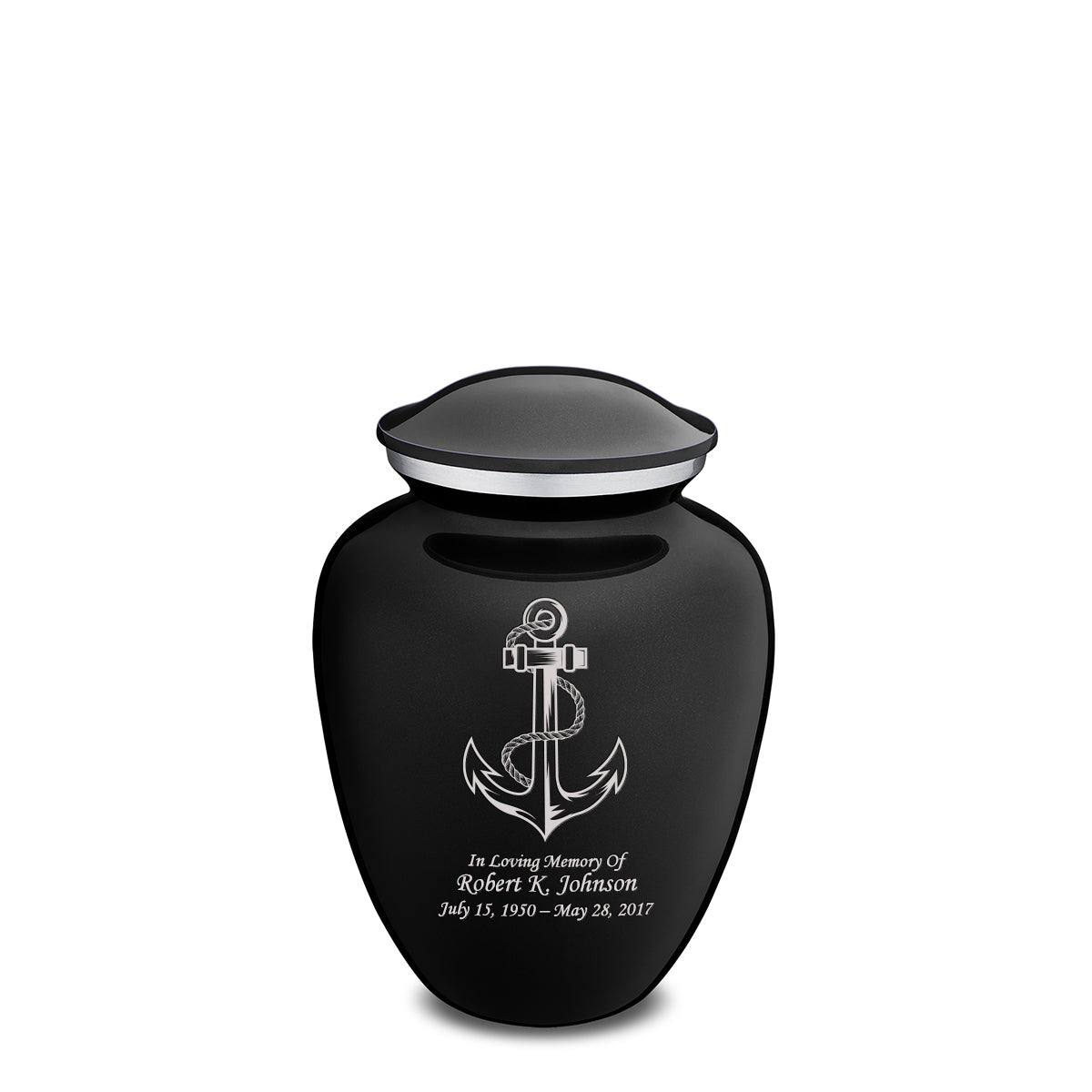 Medium Embrace Black Anchor Cremation Urn