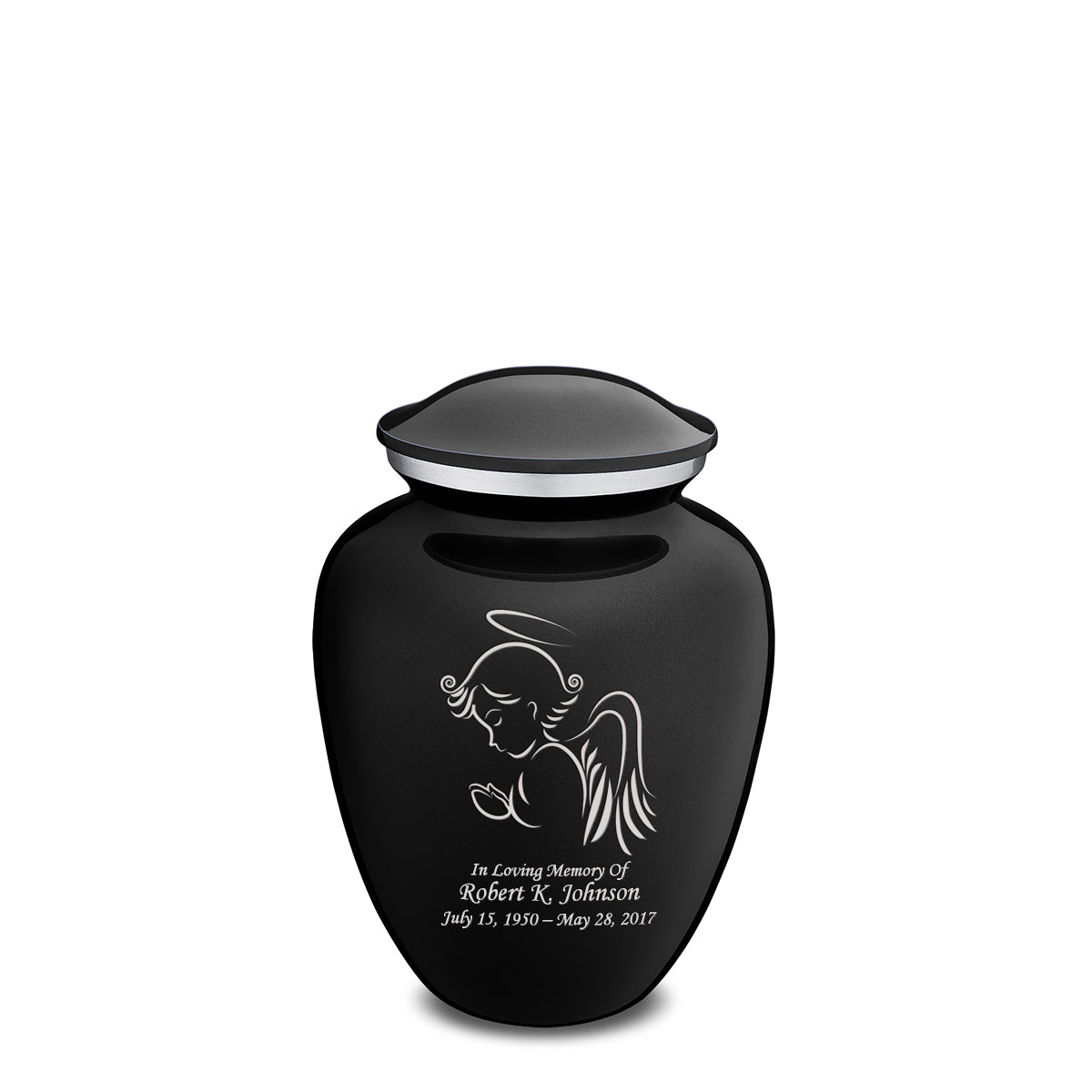 Medium Embrace Black Angel Cremation Urn