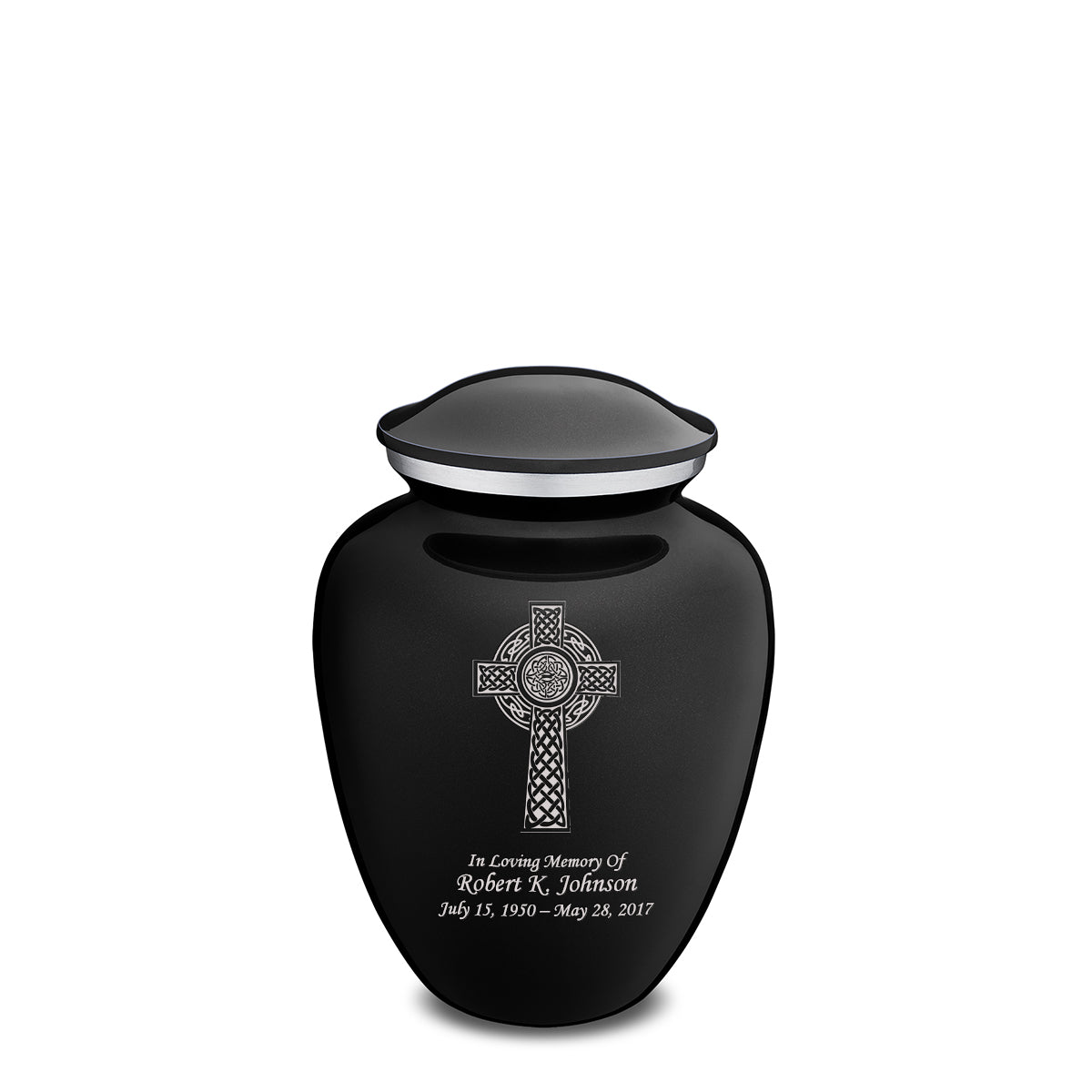 Medium Embrace Black Celtic Cross Cremation Urn