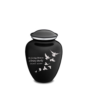Medium Embrace Black Doves Cremation Urn