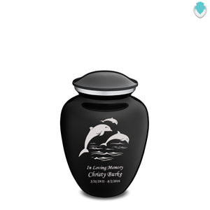 Medium Embrace Black Dolphins Cremation Urn