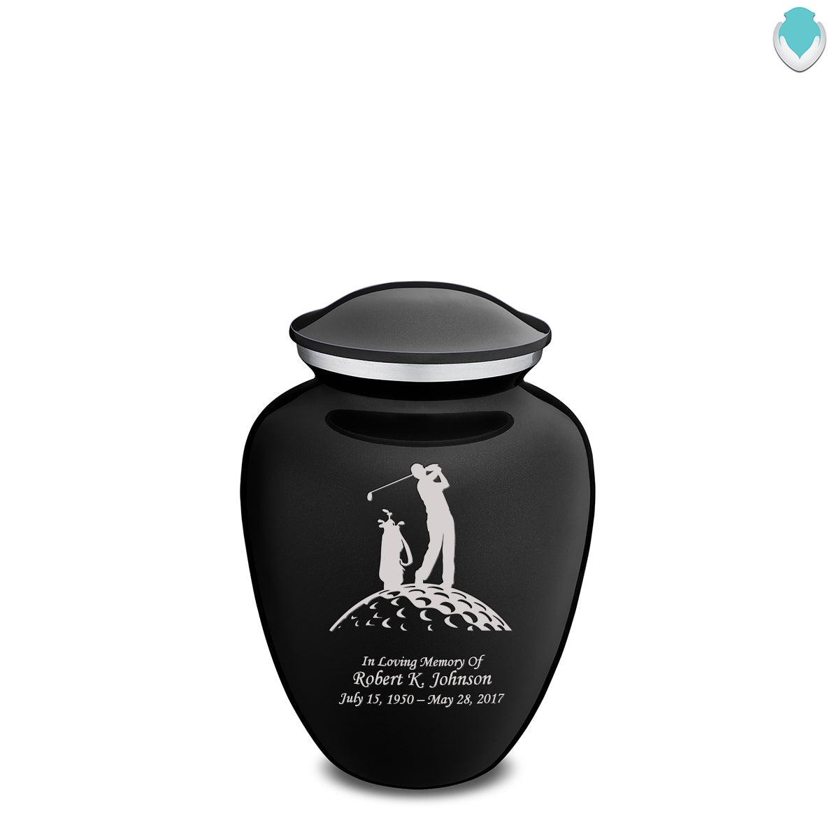 Medium Embrace Black Golfer Cremation Urn