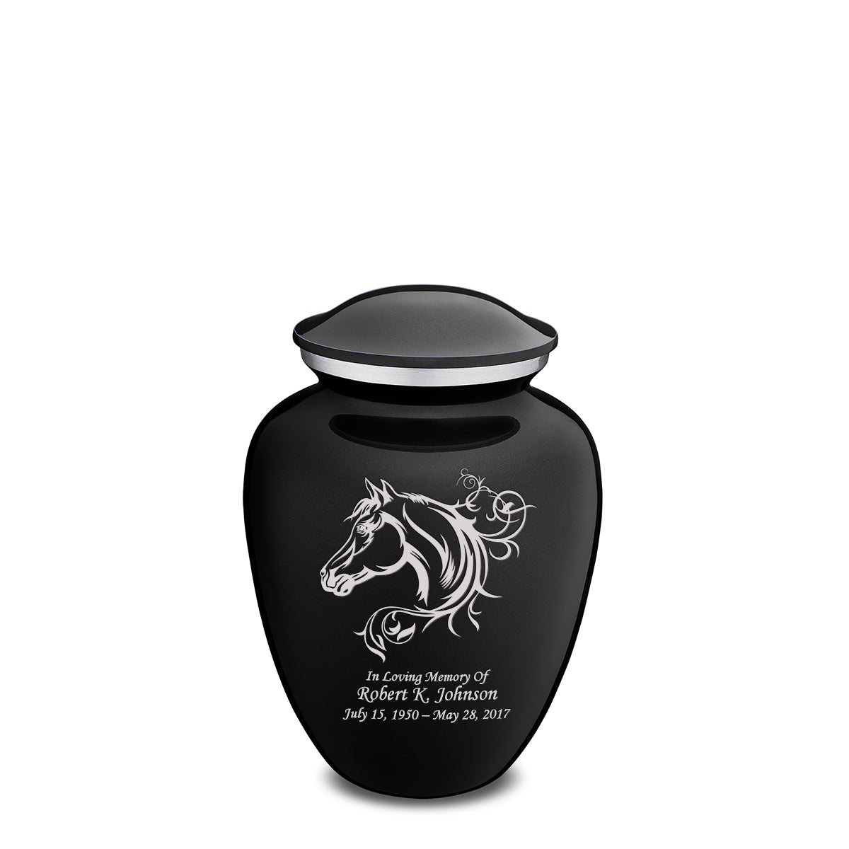 Medium Embrace Black Horse Cremation Urn