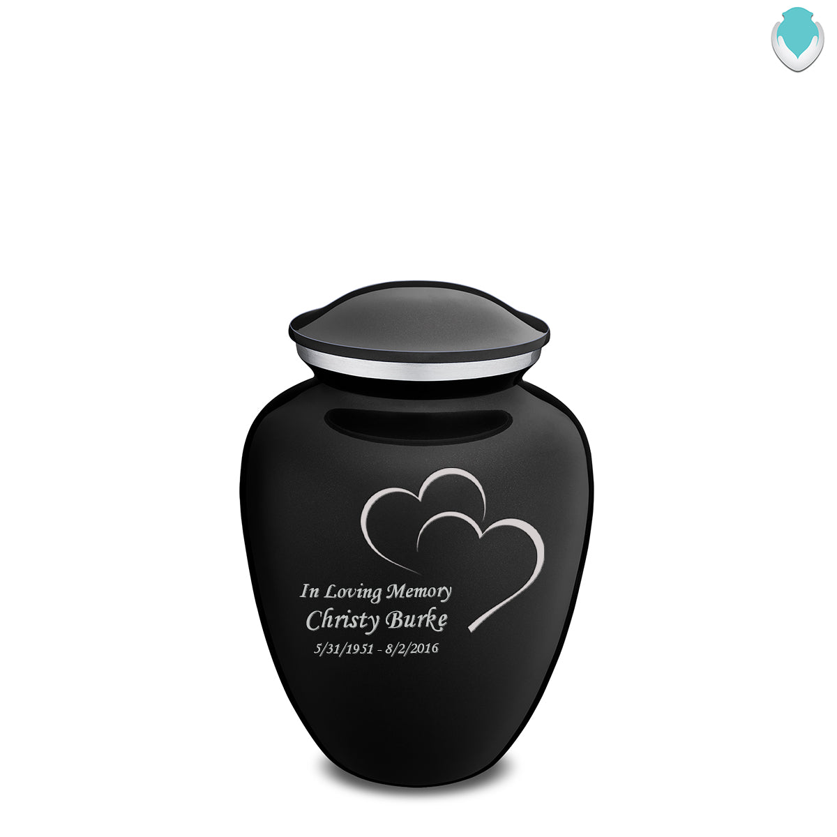 Medium Embrace Black Hearts Cremation Urn