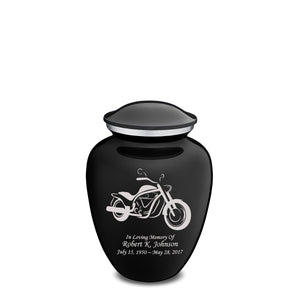Medium Embrace Black Motorcycle Cremation Urn