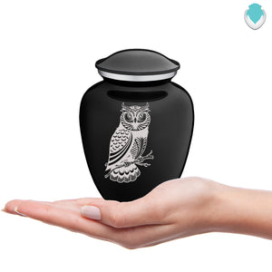 Medium Embrace Black Owl Cremation Urn