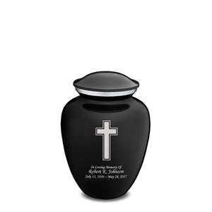 Medium Embrace Black Simple Cross Cremation Urn