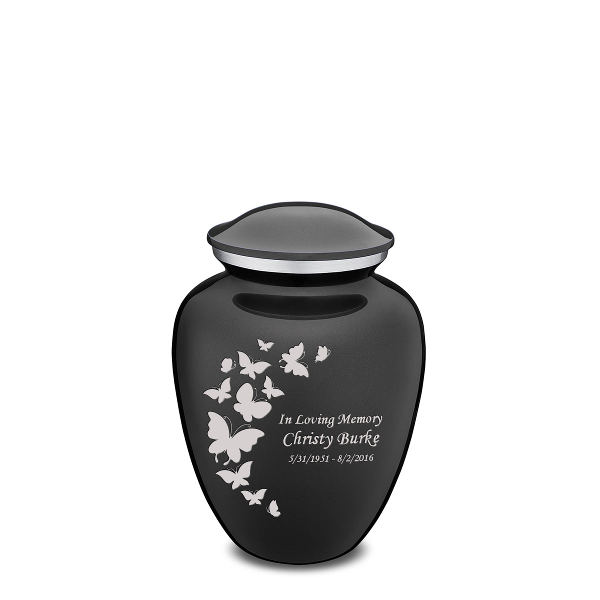 Medium Embrace Charcoal Butterfly Cremation Urn