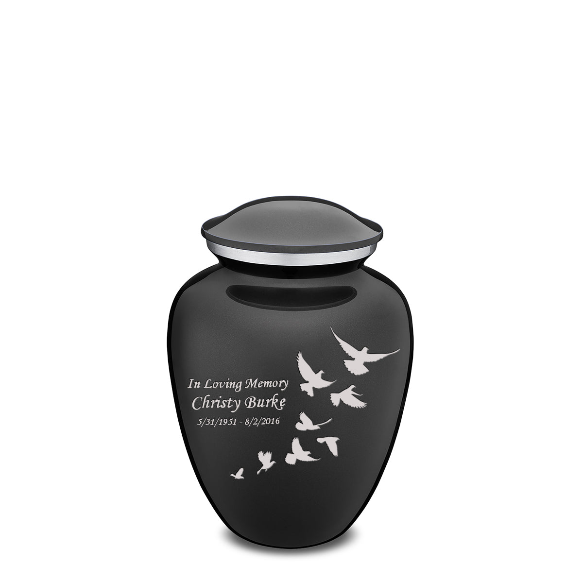 Medium Embrace Charcoal Doves Cremation Urn
