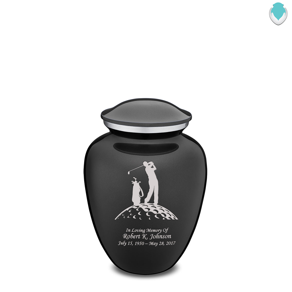 Medium Embrace Charcoal Golfer Cremation Urn