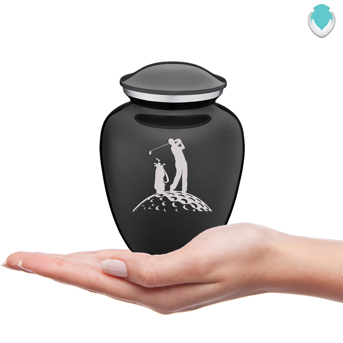Medium Embrace Charcoal Golfer Cremation Urn