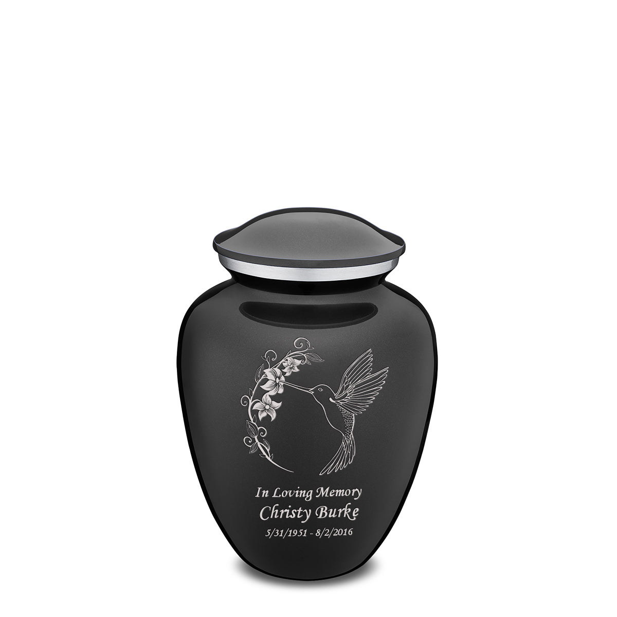 Medium Embrace Charcoal Hummingbird Cremation Urn