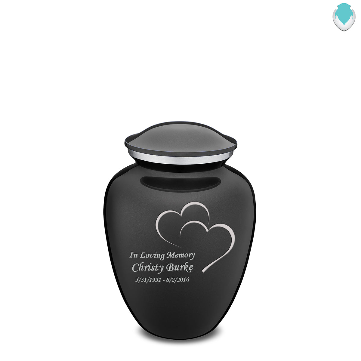 Medium Embrace Charcoal Hearts Cremation Urn