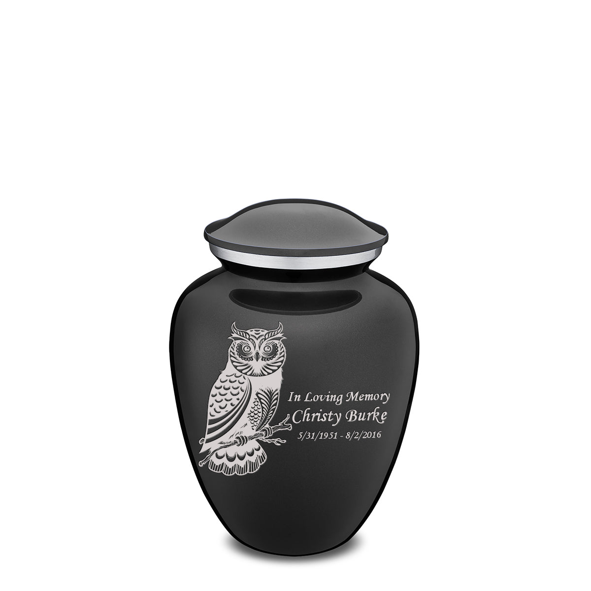 Medium Embrace Charcoal Owl Cremation Urn
