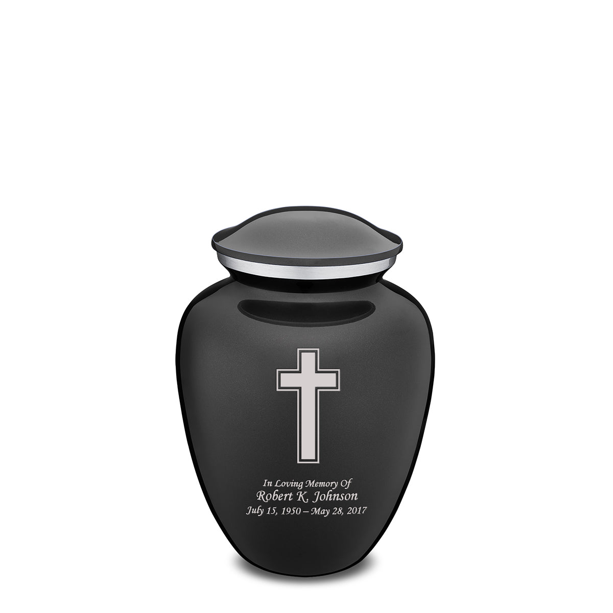 Medium Embrace Charcoal Simple Cross Cremation Urn