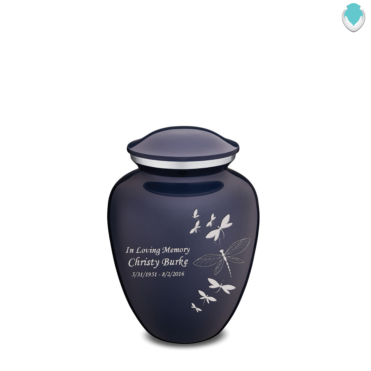 Medium Embrace Cobalt Blue Dragonflies Cremation Urn