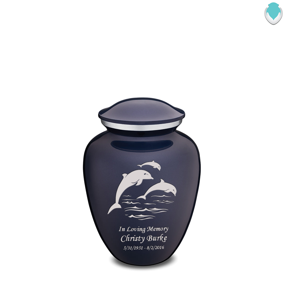 Medium Embrace Cobalt Blue Dolphins Cremation Urn