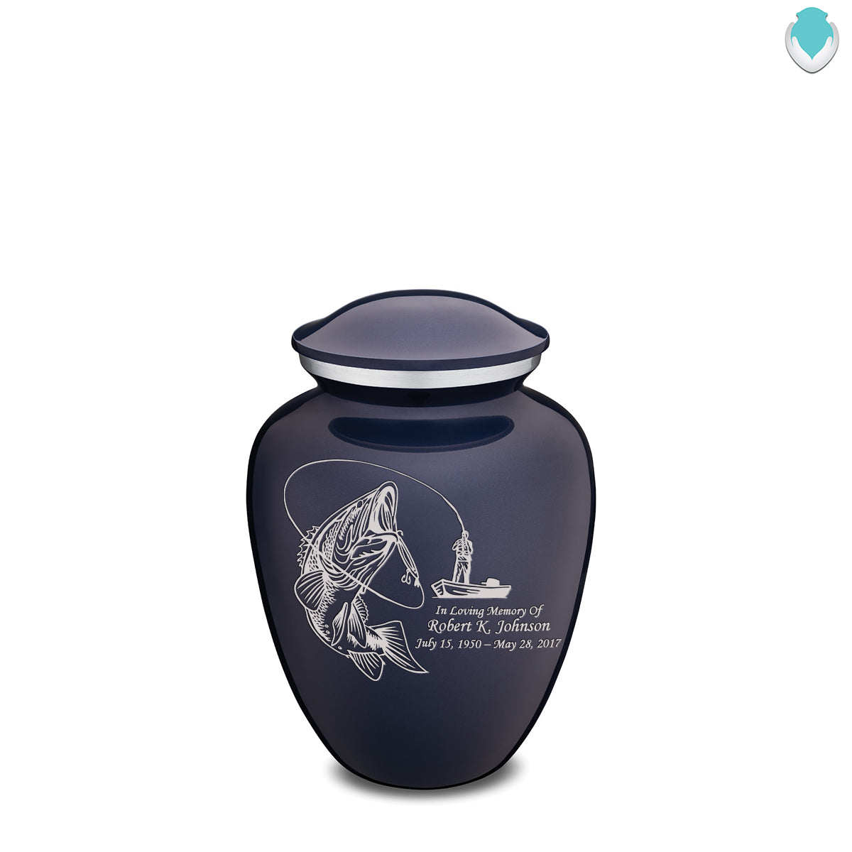 Medium Embrace Cobalt Blue Fishing Cremation Urn