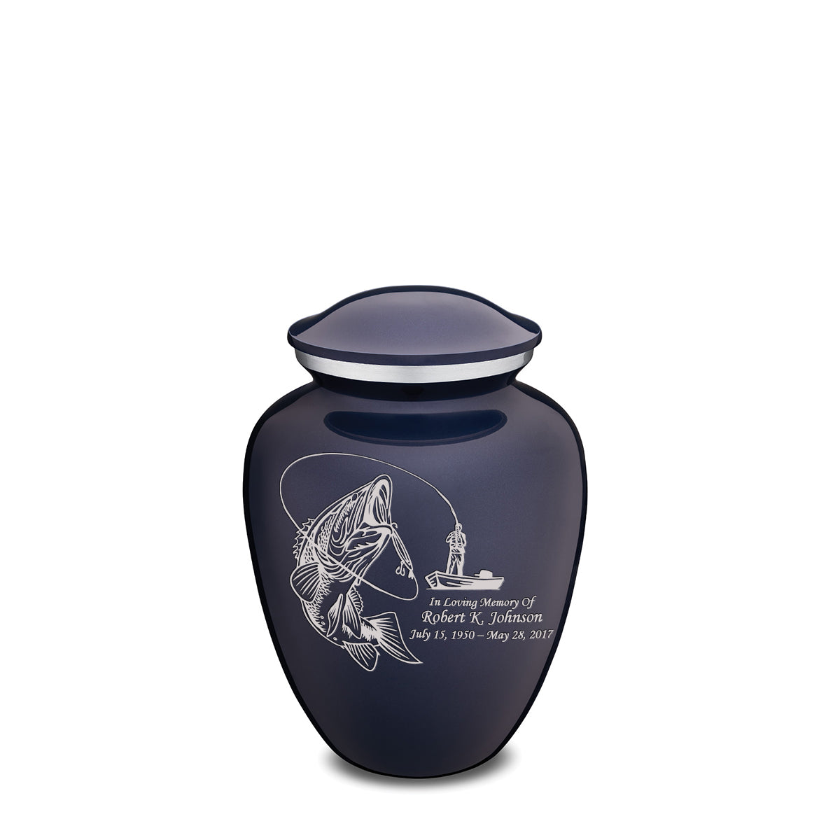 Medium Embrace Cobalt Blue Fishing Cremation Urn