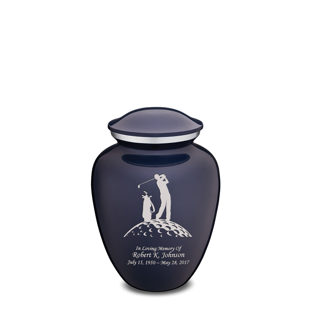Medium Embrace Cobalt Blue Golfer Cremation Urn