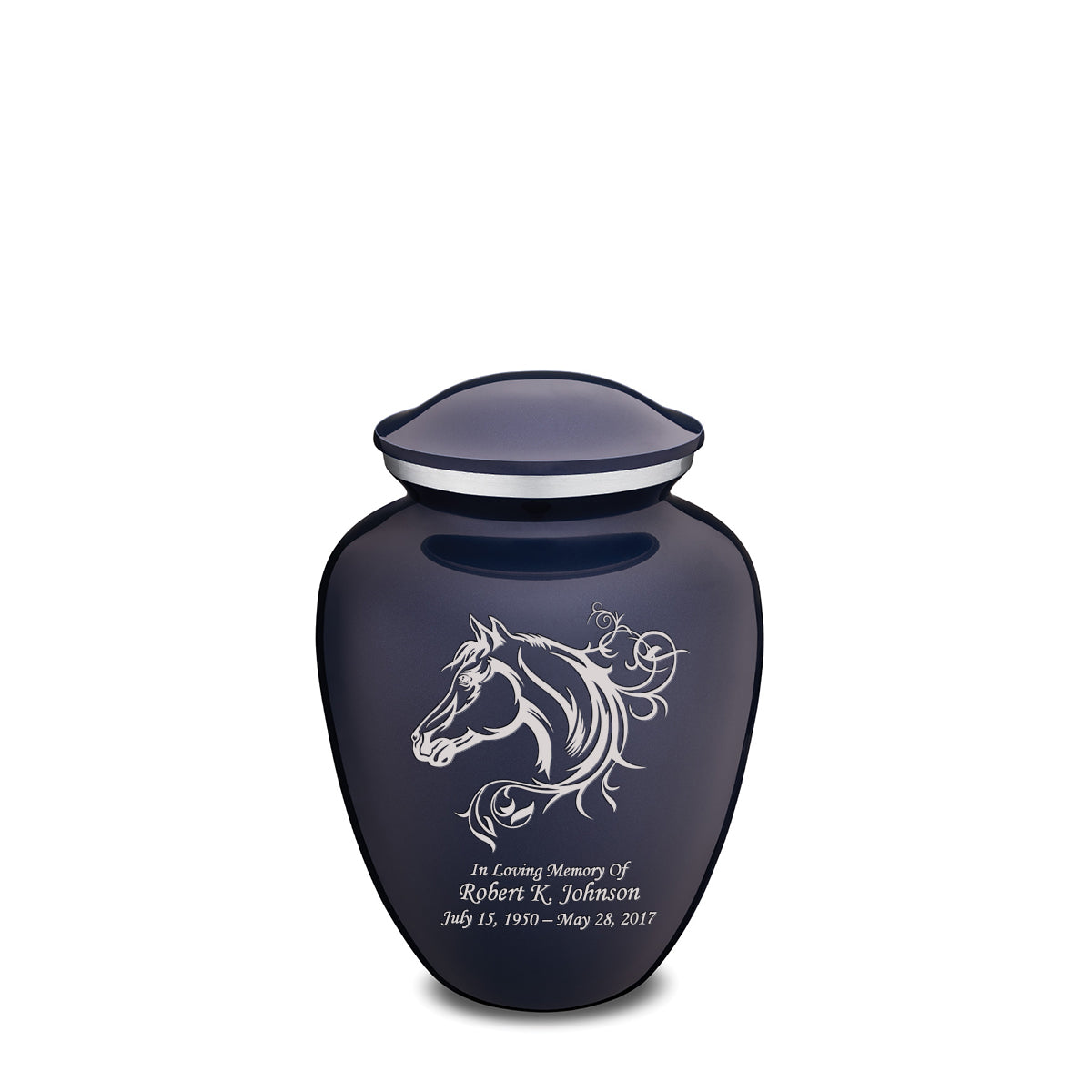 Medium Embrace Cobalt Blue Horse Cremation Urn